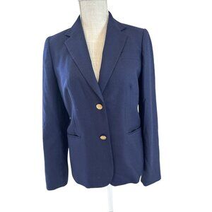 J.Crew Womens Navy Blazer W/Gold Buttons Tailored Fit & Pockets Size 8